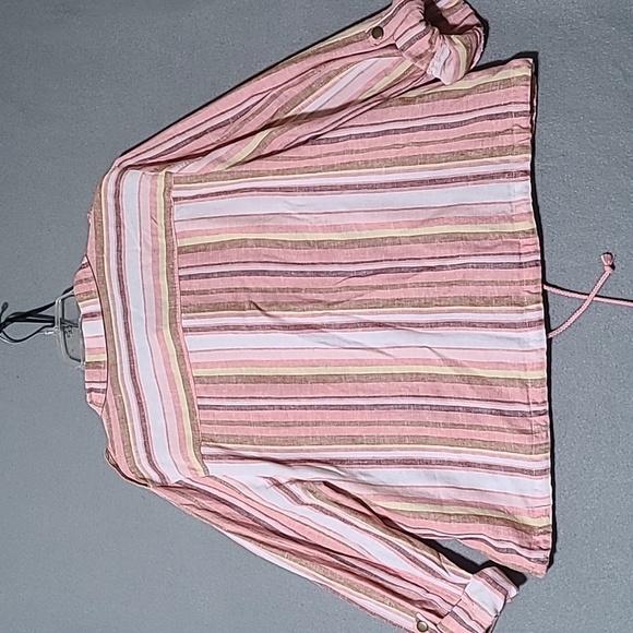 CATO Women's Pink Striped Front Zip Thin Jacket -Size Large - Picture 8 of 15